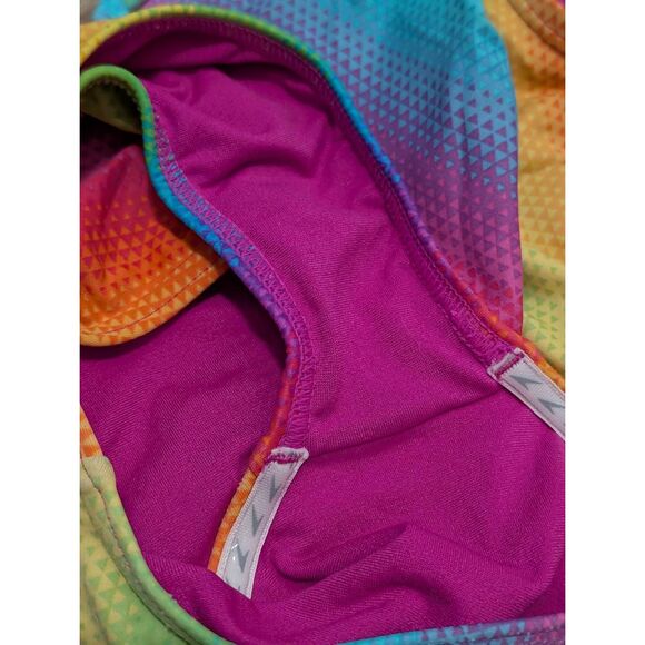 Speedo Girls Racerback One-Piece Swimsuit Size 14 | Rainbow Ombre Competition Tr - Picture 5 of 7